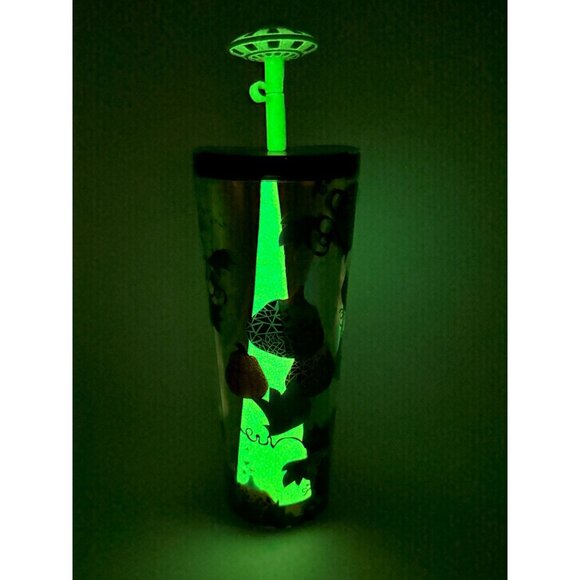 Starbucks 2024 Fall Halloween pumpkins UFO topper glow in the dark venti tumbler - Picture 2 of 11